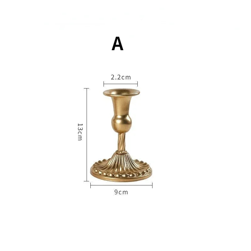 3pc Candlestick Holders Kit Brass Gold Candlestick Set Candle Holders Decorative Candlestick Stand for Wedding Party Dinning