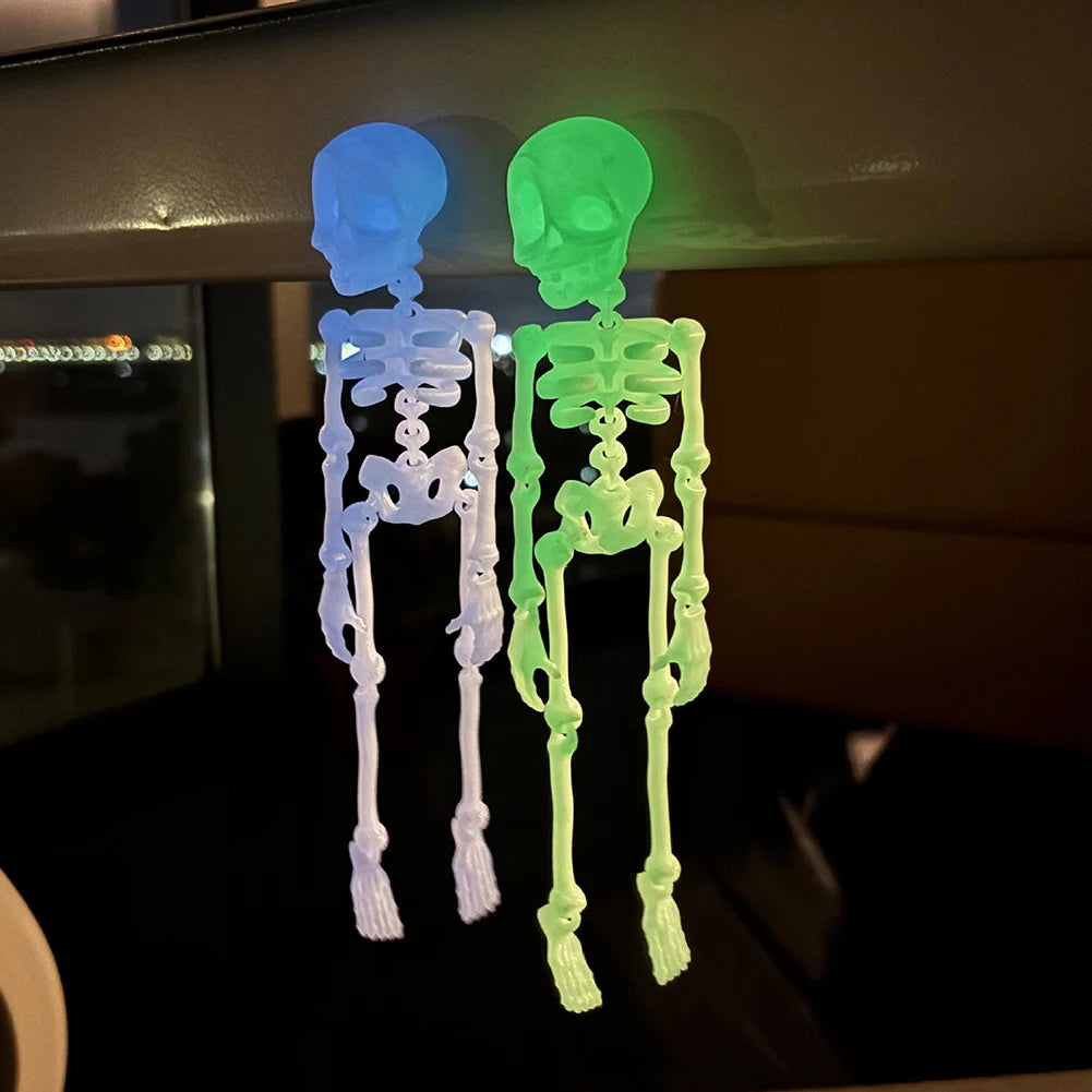 2/5PCS 3D Printed Skeleton Fridge Magnets with Movable Joints Cute Skull Fridge Magnets Home Kitchen Halloween Funny Decoration