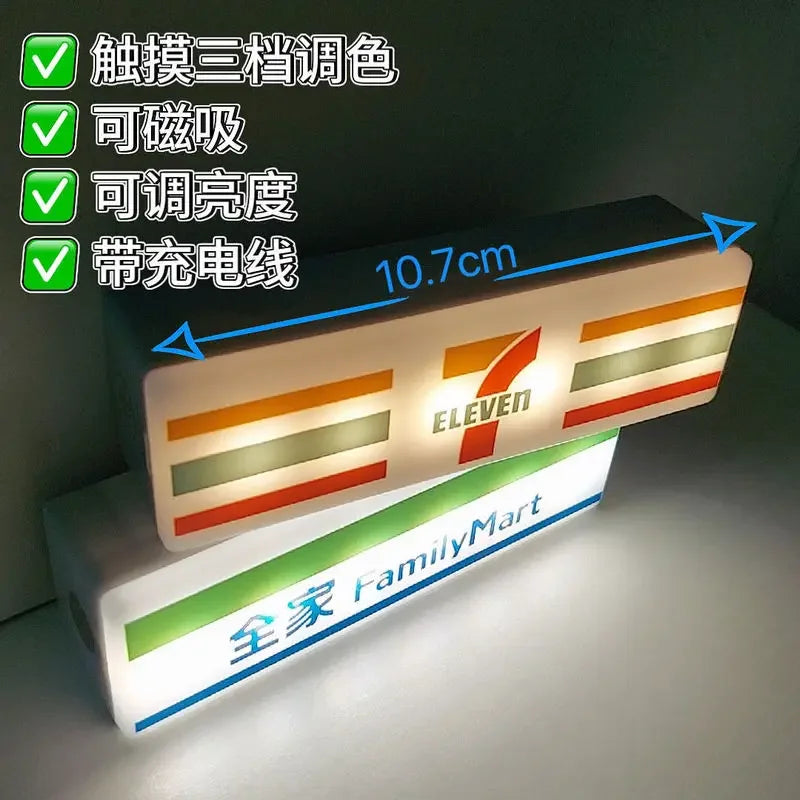 Convenience Store Fridge Magnet Miniature Model Magnetic Attraction Decorative Night Light Atmosphere Light Glowing Signboard