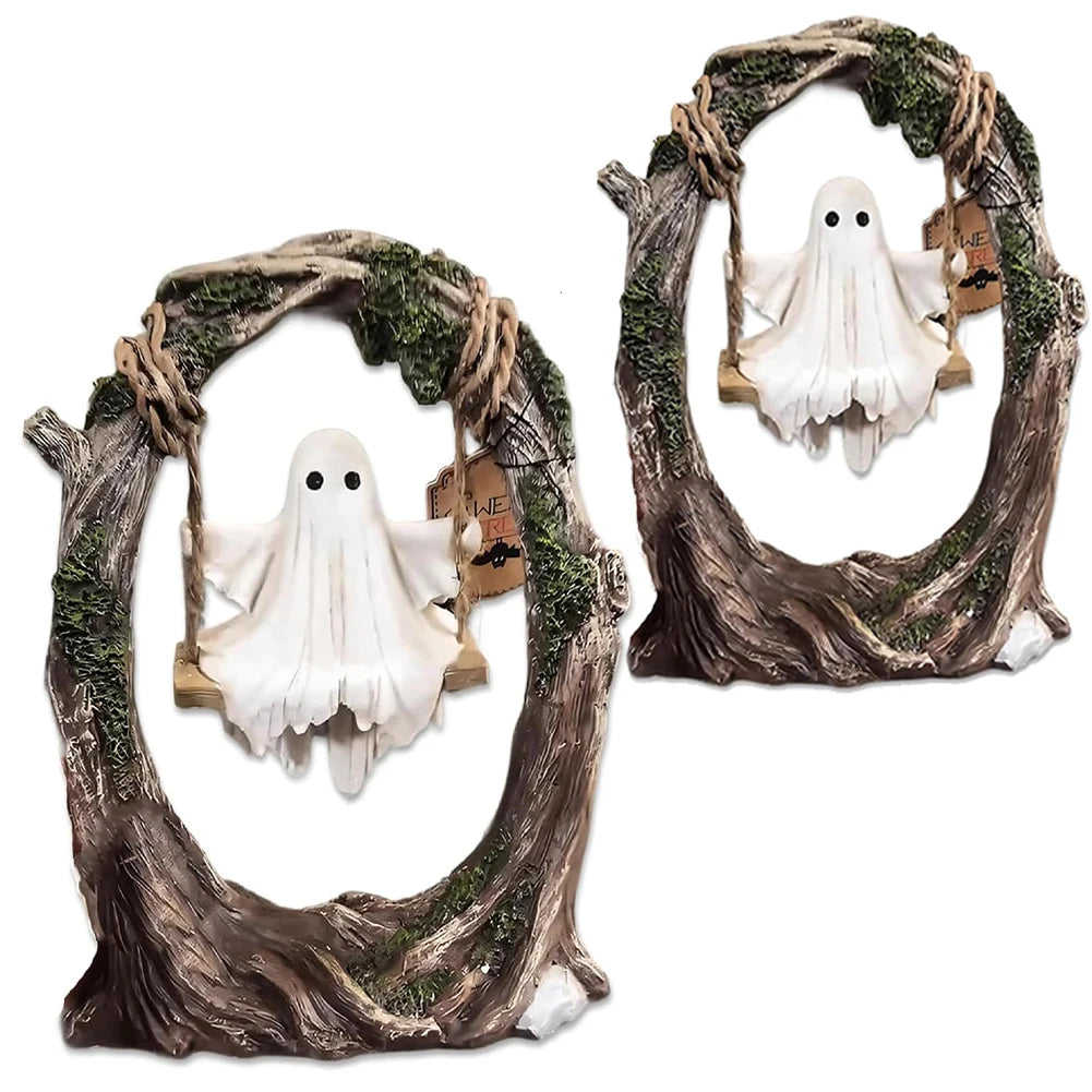 Swinging Ghost Ornament Multi-Purpose Cute Spooky Halloween Figurine Lovely Ghost Decorations for Desktop Bookshelf Decor