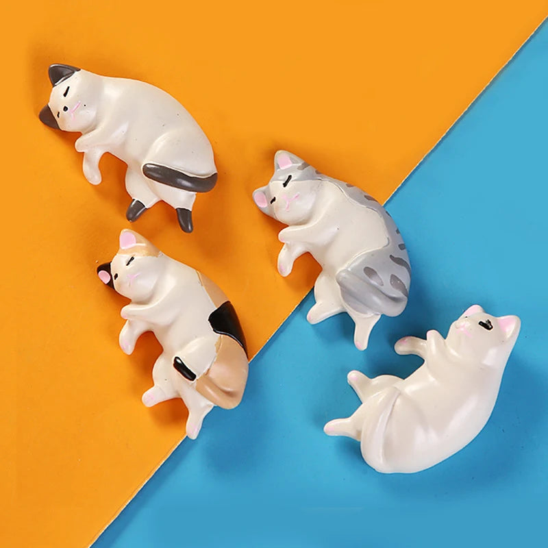 6pcs Kawaii Resin Mini Sleeping Cat Mini Figures Miniature Things Statues Dollhouse Room Home Decor Items Desk Accessories