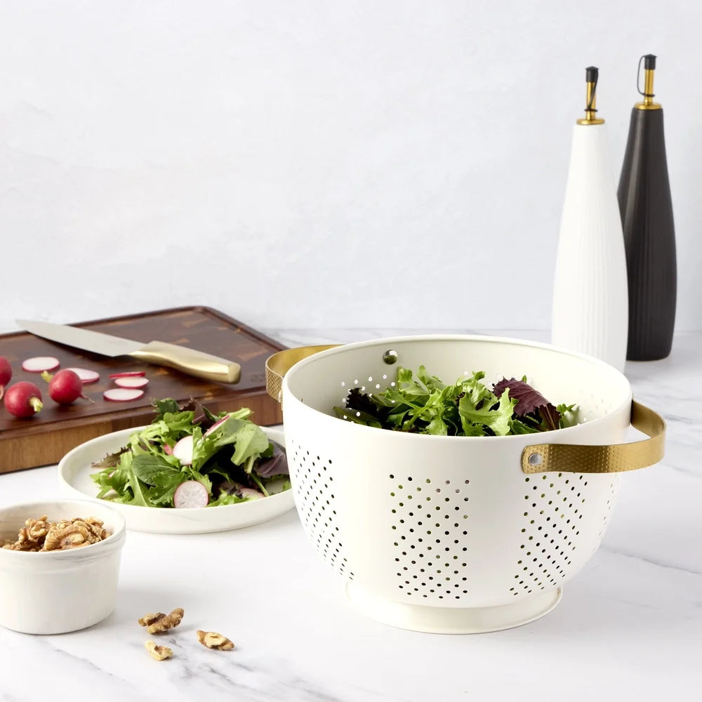Stainless Steel Colander with Gold Handles 5QT Durable Kitchen Strainer