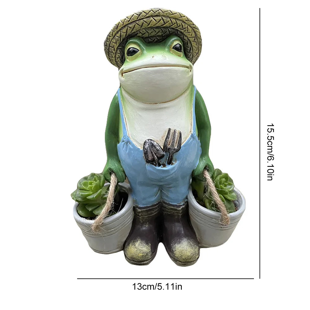 Cute Frog Yard Decor Resin Frog Succulent Flower Pot Creative Small Frog Figurine Planter for Indoor Outdoor Decor