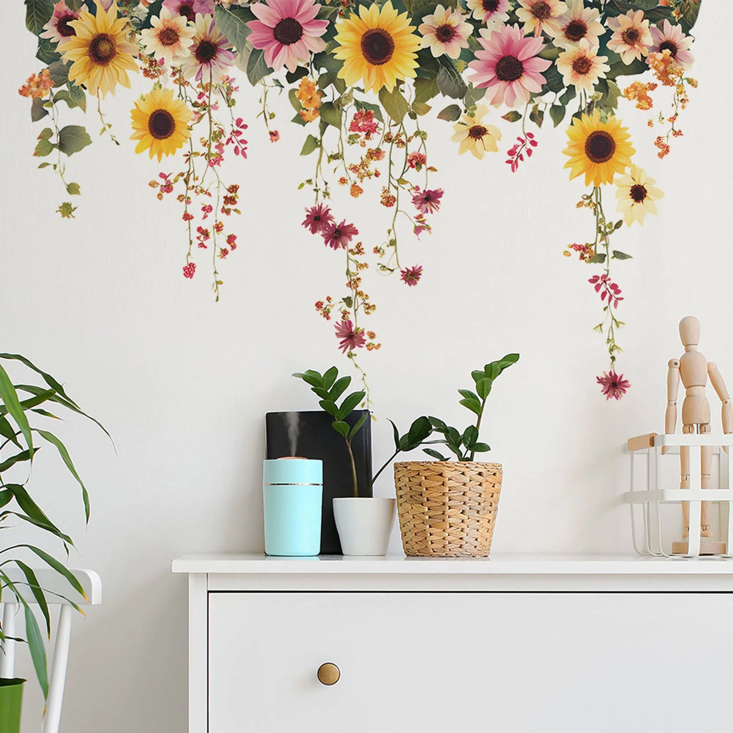 Floral and Foliage Wall Decals Peel and Stick Mural Art for Home Decor Bedroom Living Room Accent Wall Background Decoration