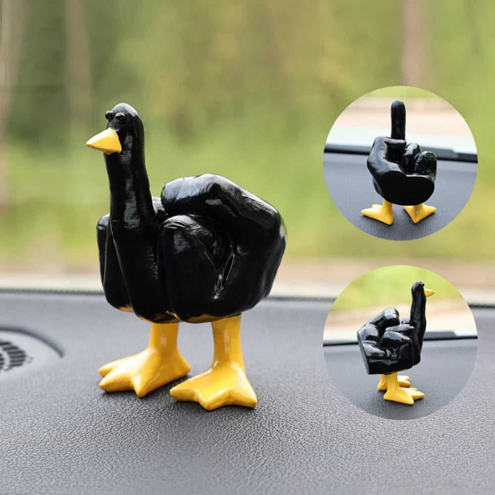 Middle Finger Duck Decorative Figurine Resin Tabletop Duck Ornament 7.5cm Funny Duck Statue for Home Garden Desk Decoration