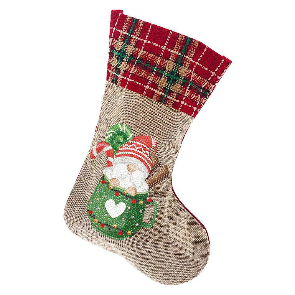 Christmas Decor Diamond Painting Stocking Snowman Diamond Xmas Fireplace Hanging Stockings Owl Pine for Family Party Decorations