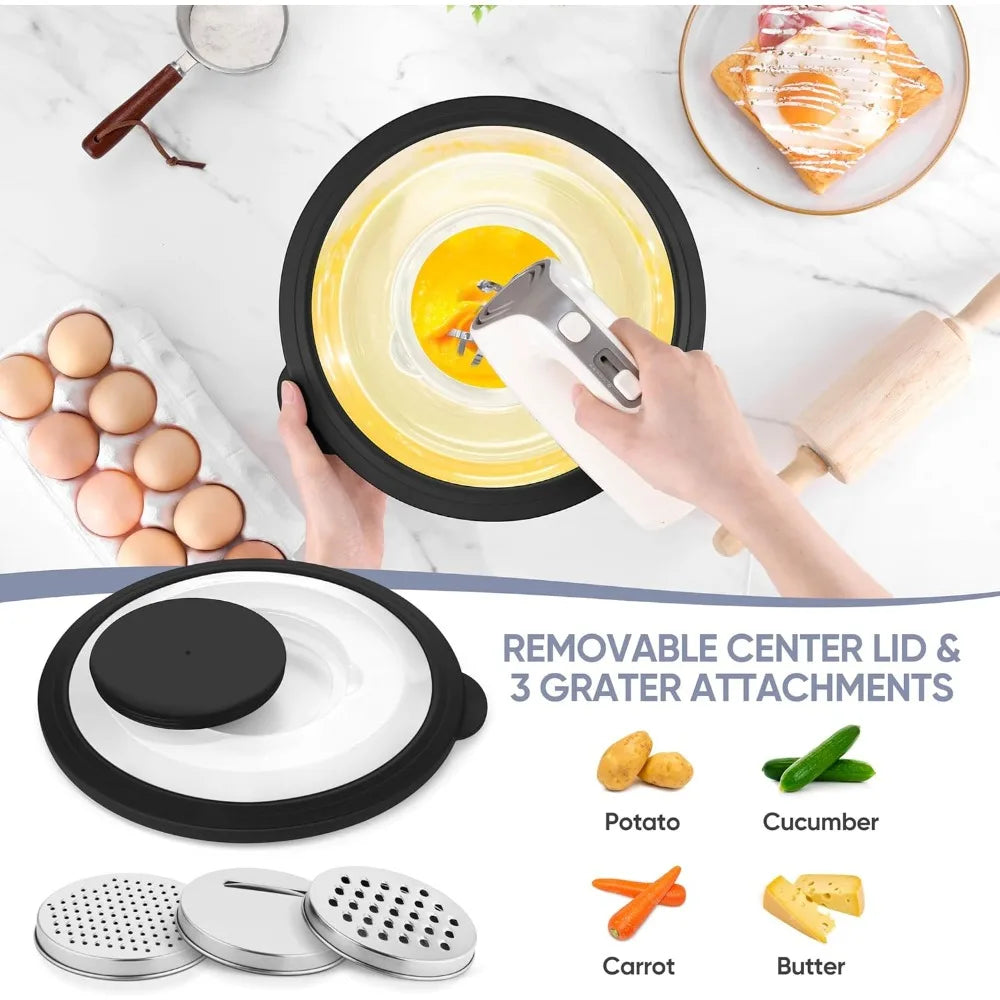 4-1 Colander with Bowl Set, Rotatable Colander for Kitchen, Stainless Steel Food Strainers and Colanders Mixing Bowl with Grate