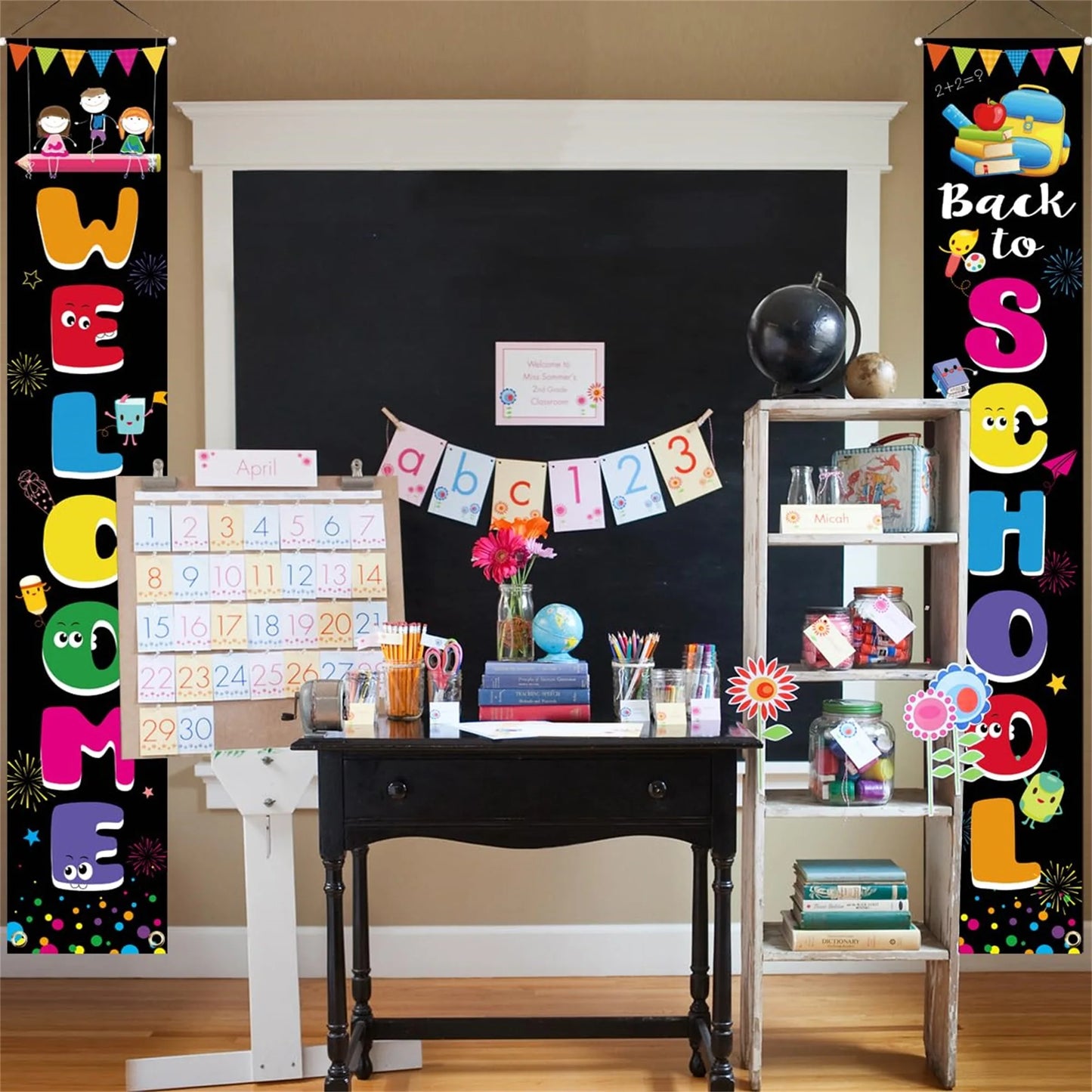 Rustic Back to School Wooden Sign with Hanging Rope for Classroom Front Door Decorations and Teacher Gifts