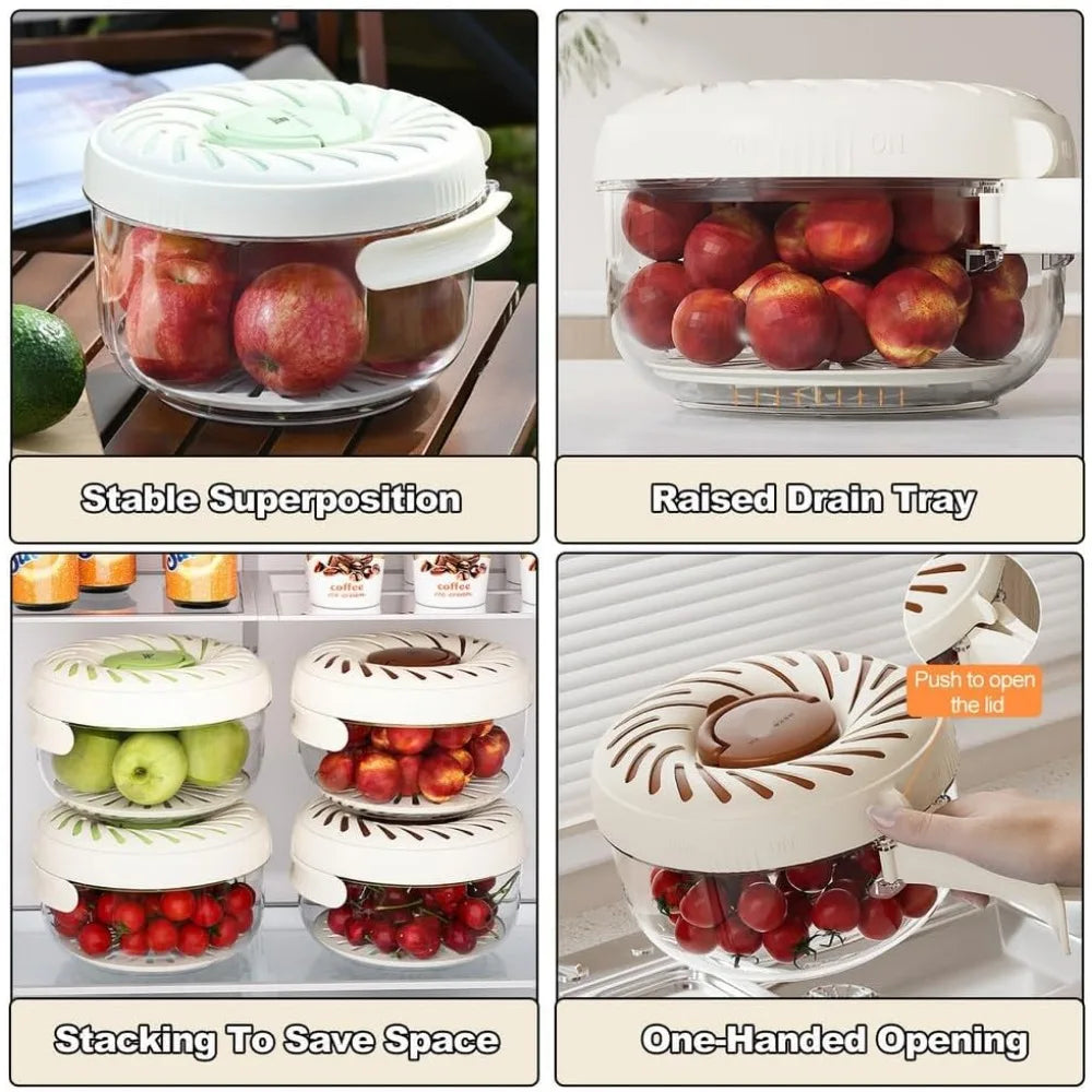 Fruit Washing Bowl with Strainer and ice box, Strainer Container with Lid, 2 in 1 Drain Basket with Foldable Handle, Berry Fruit