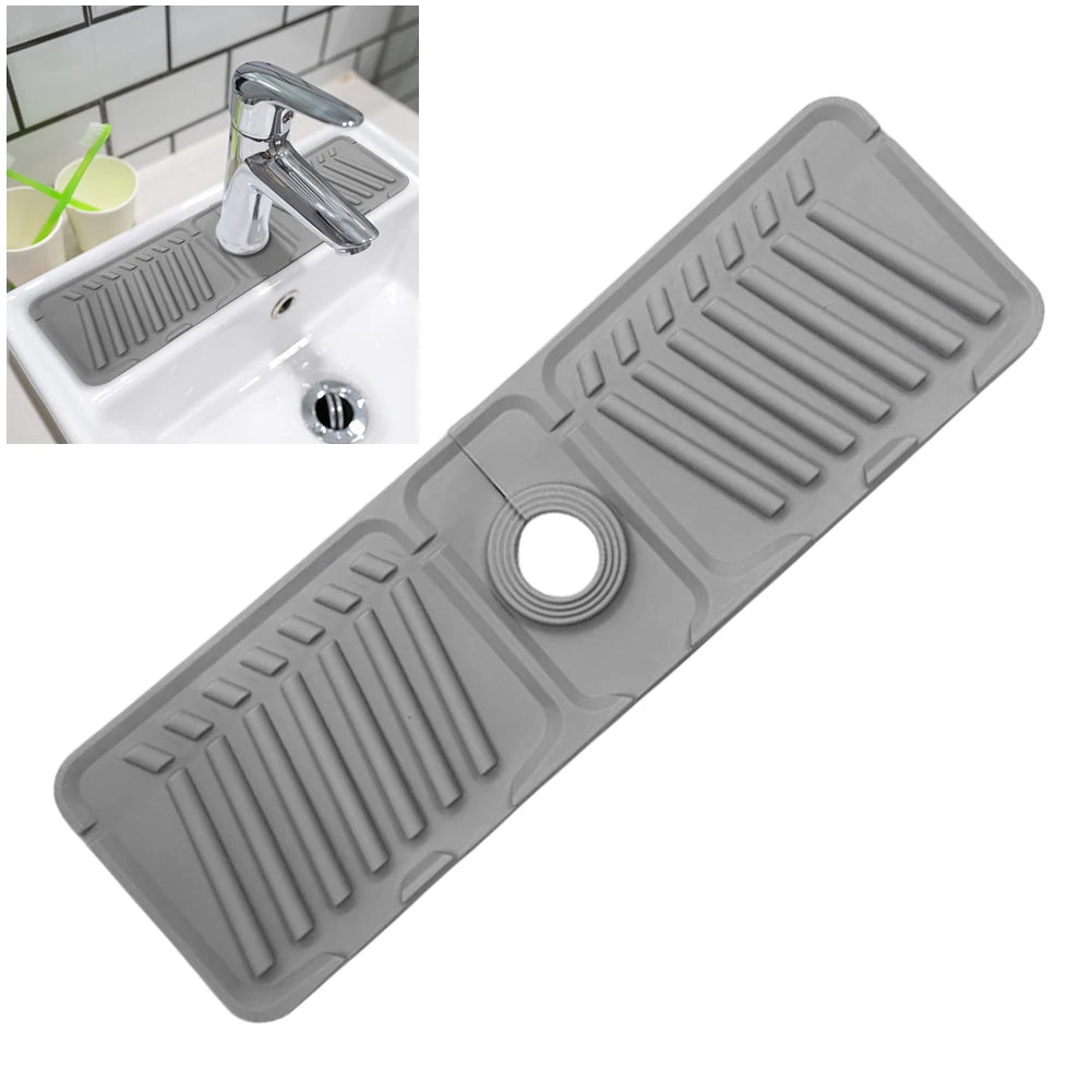 Silicone Faucet Splash Pad Multipurpose Toilet Soap Storage Faucet Mat for Rapid Drainage Kitchen Foldable Drainage Mat