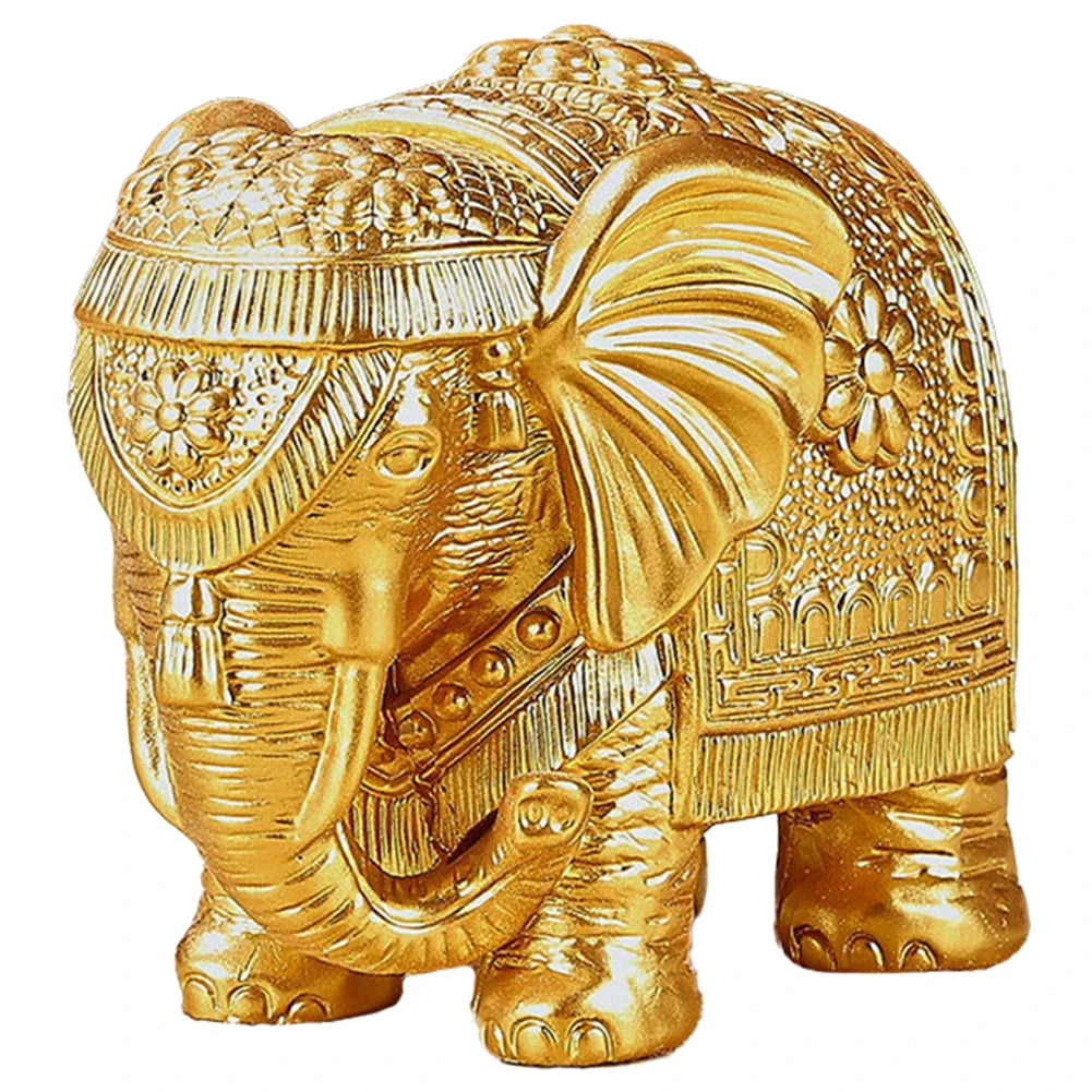 Gold Elephant Statue Wealth Lucky Elephant Figurine Bookshelf TV Stand Decor Elephant Statue Collectible Figurine Elephant Decor