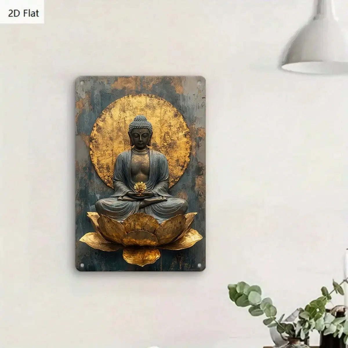 1PC Tin Sign Buddha Meditation - Zen Space/Home Decor, Golden Wall Art, 8x12 Inches / 20x30 Cm