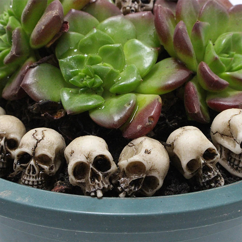 20Pcs Decorative Skeleton Model Collectable Halloween Miniature Skulls Heads Festival Theme Landscape Garden Potted Plant Decor