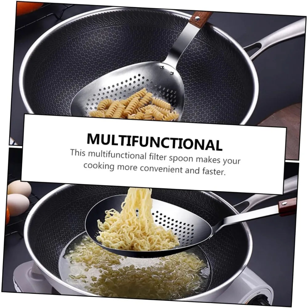 Stainless Steel Frying Spoon Pepper Spoon Colander Strainer Food Serving Tool Hot Pot Skimmer Heat-resistant Easy to Store