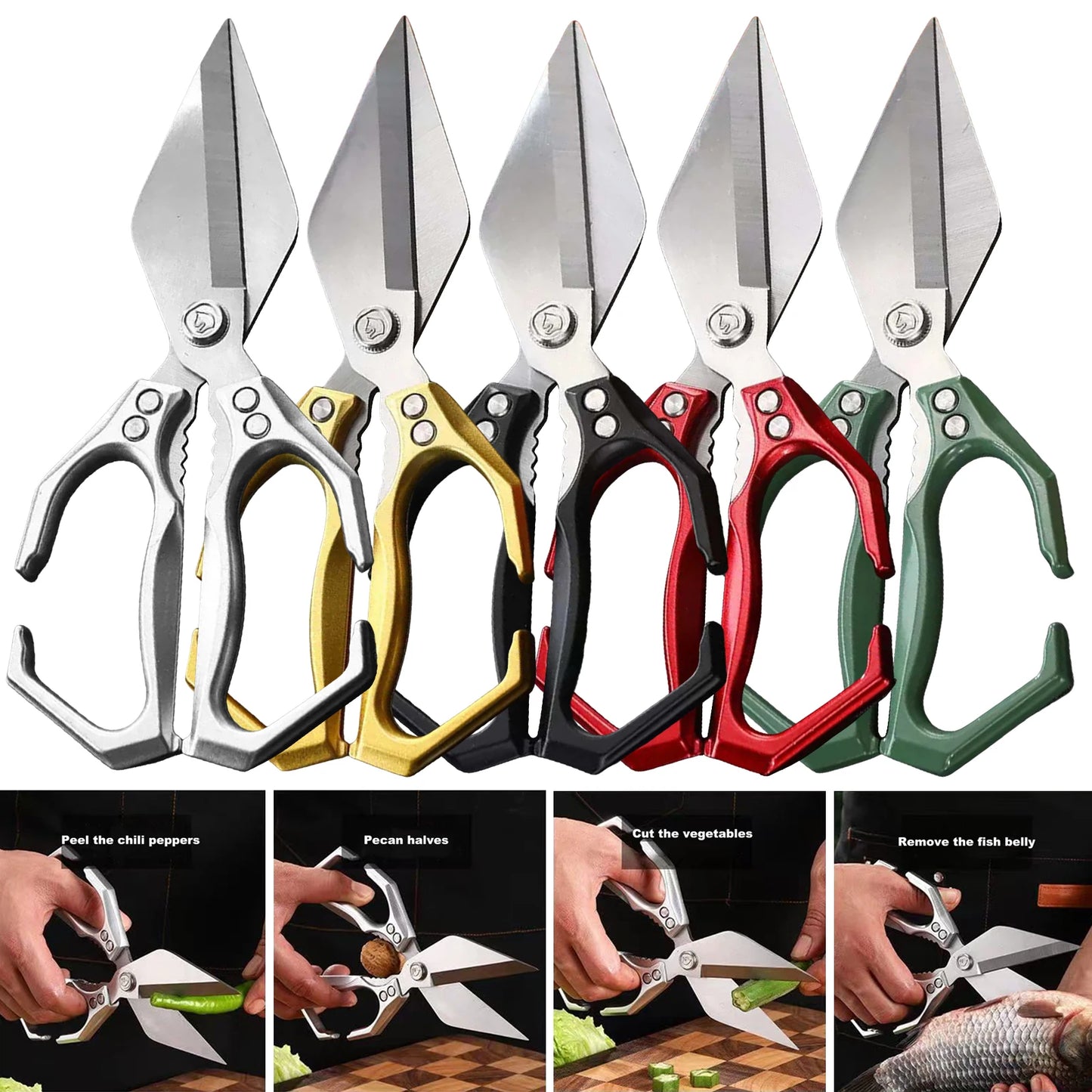 Kitchen Shears Stainless Steel Kitchen Scissors Poultry Scissors for Chicken/Poultry/Fish/Meat/Vegetables/Herbs/BBQ