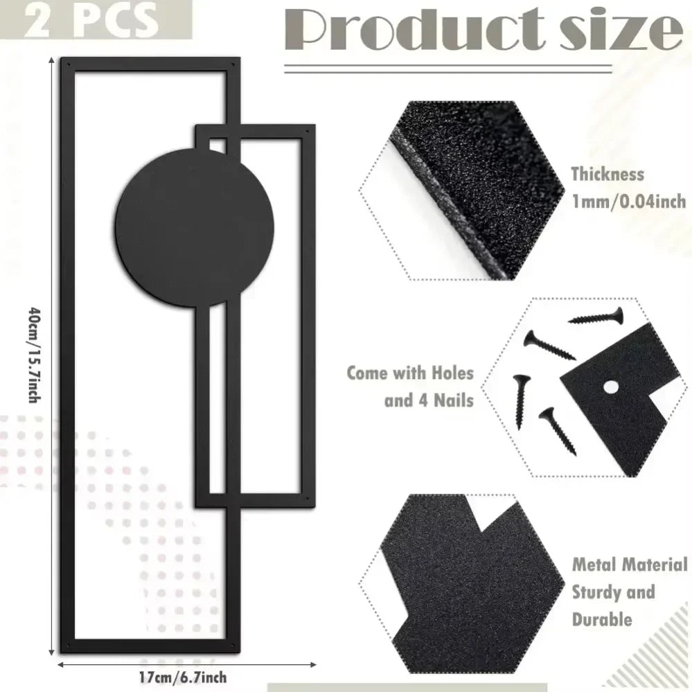 2Pcs Abstract Metal Wall Decor – Minimalist Vertical Geometric Sculptures for Sophisticated Spaces