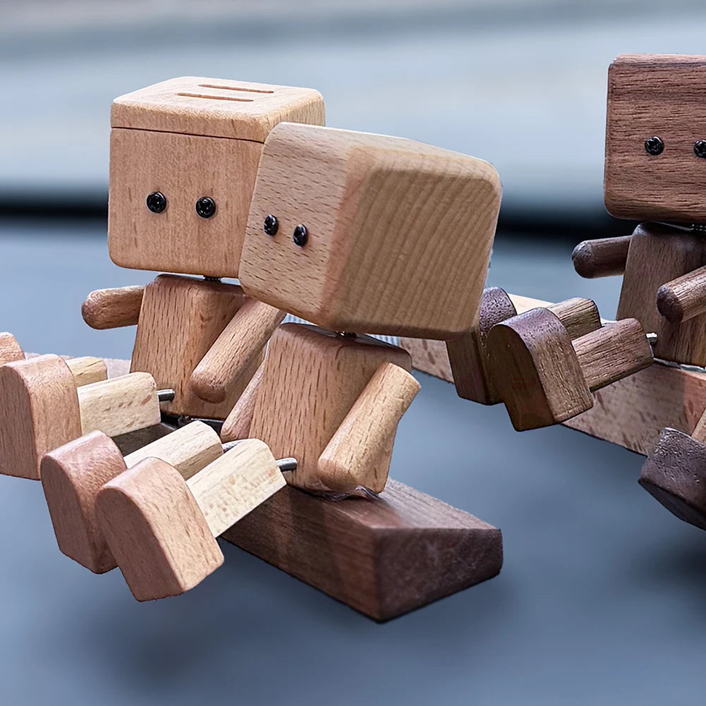Handmade Shaking Feet Doll Funny Wood Desktop Decor Creative Wooden Man Figurine Handcrafted Statue for Car Dashboard Decor