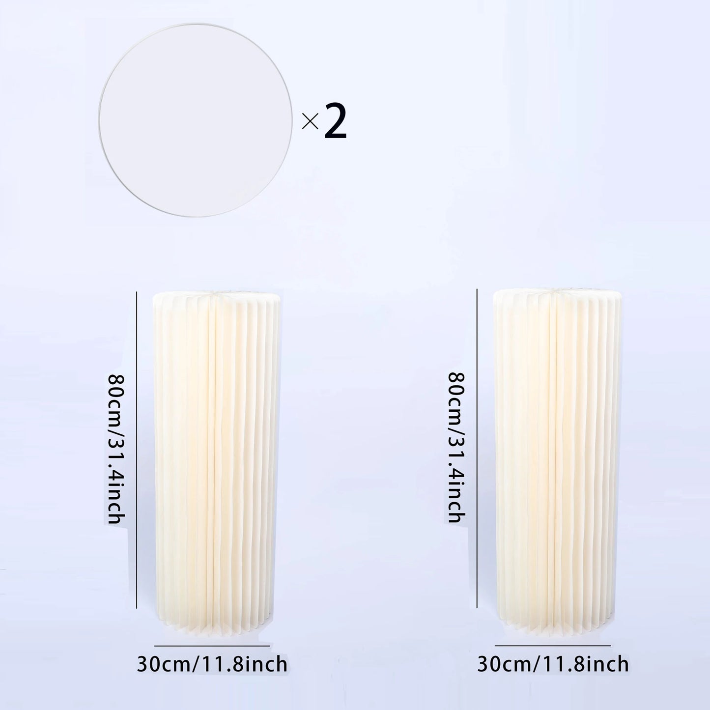 2 cylindrical flower stands, foldable PVC paper pillar display stand wedding center stand,suitable for birthday party decoration