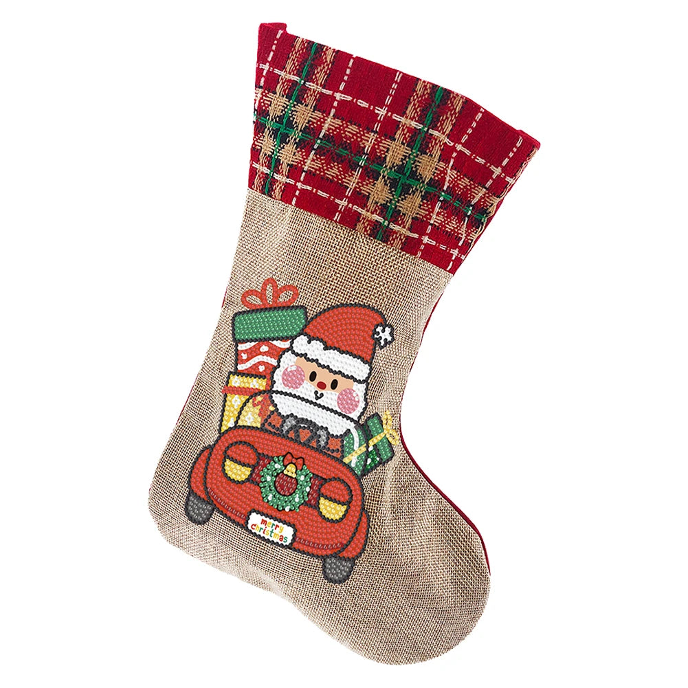 Christmas Decor Diamond Painting Stocking Snowman Diamond Xmas Fireplace Hanging Stockings Owl Pine for Family Party Decorations