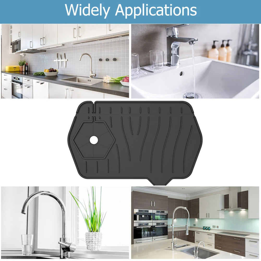 Silicone Drain Pad Countertop Protector Water Splash Catcher Mats Double-sided Faucet Splash Guard Tray Bathroom Kitchen Gadgets