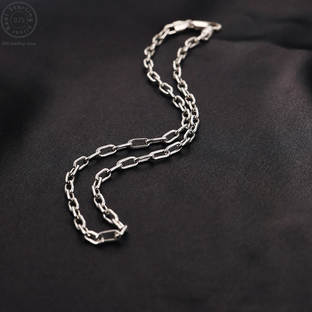 New 925 Sterling Silver Paperclip Neck Chain Basic Link Chain Necklace for Men Women Fine Jewelry Party Gifts Ships from USA
