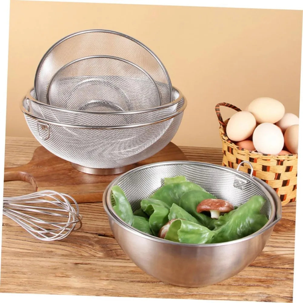 Stainless Steel Fine Mesh Drain Basket for Washing Fruits and Vegetables Non-deforming Strainer for Kitchen Use for Food Prepar