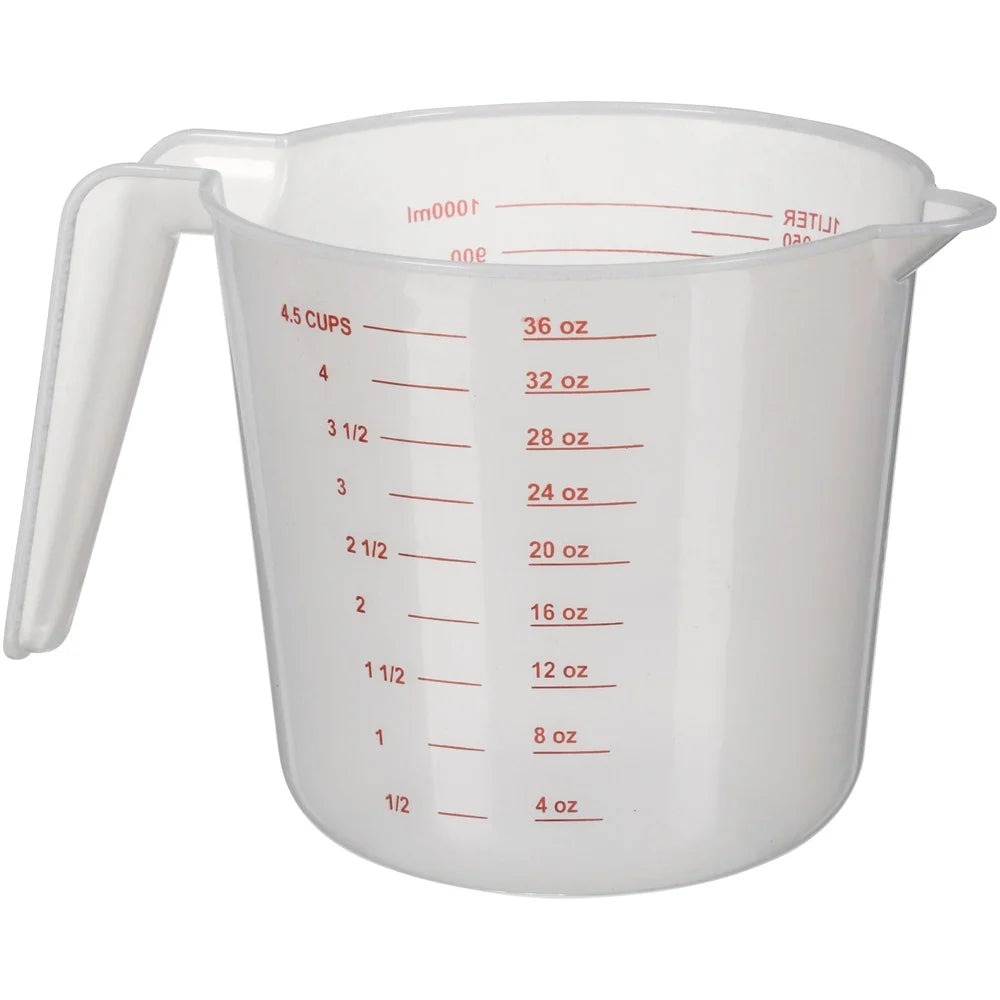 12 Pack 32 oz Clear PP Plastic Measuring Cups Easy Pour Spout Dishwasher Safe Imperial Metric Measurements Stackable Kitchen