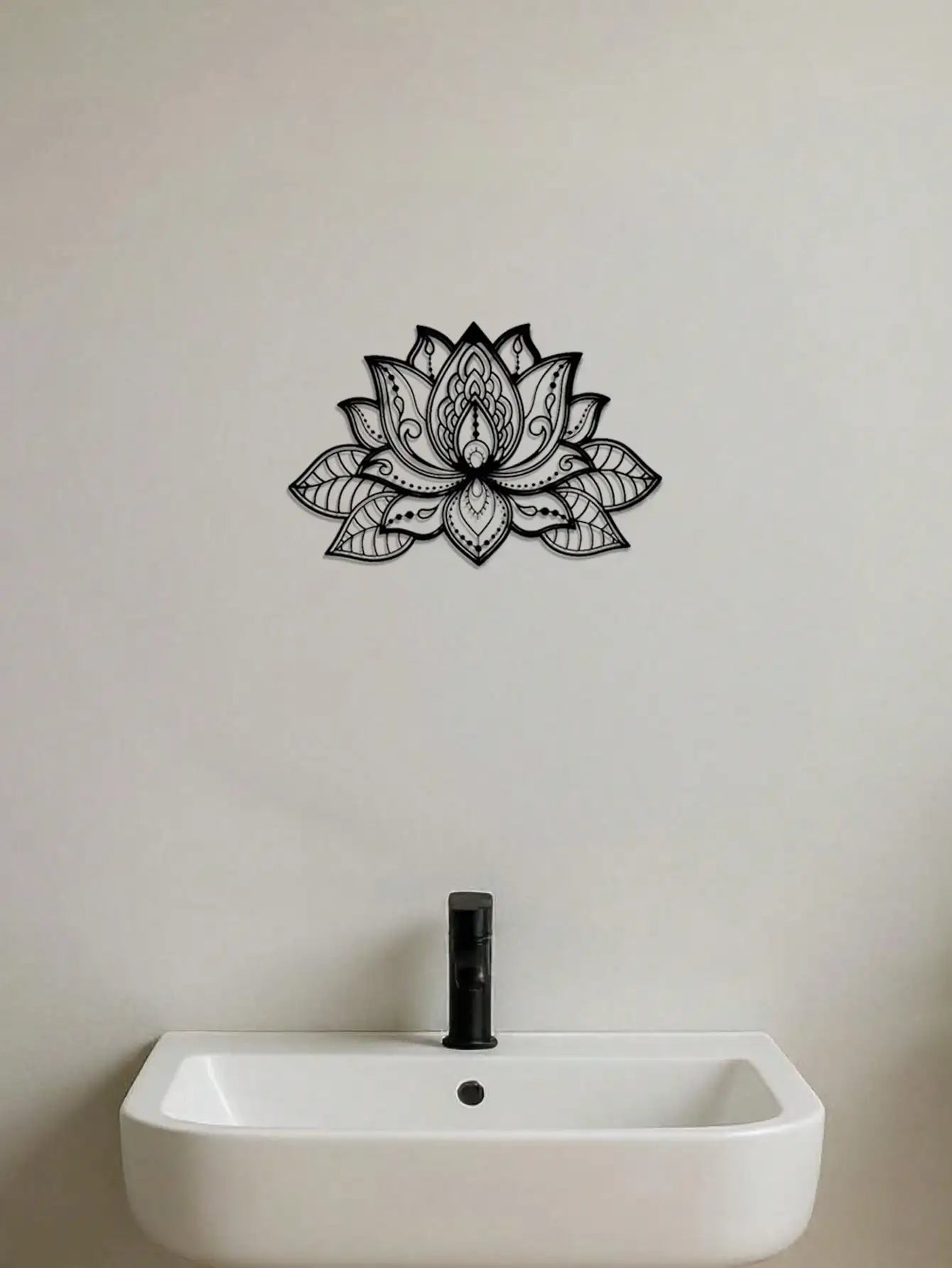 Bohemian Metal Wall Art Black Mandala - Lotus Flower Decor for Living Room Bedroom Office - Zen Meditation Home Hanging