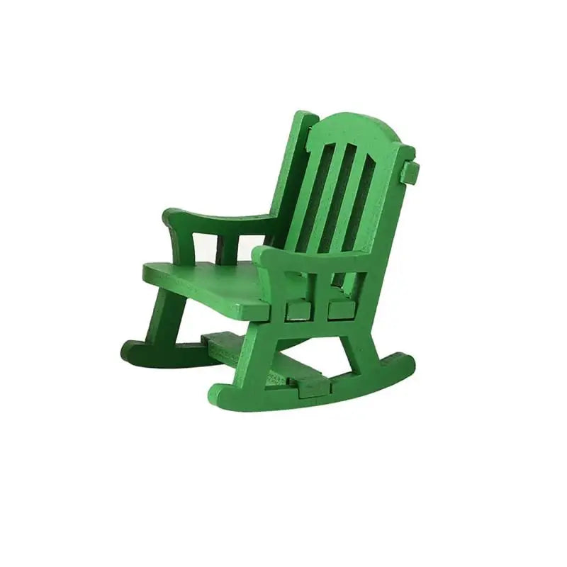 Wooden Mini Rocking Chair Desktop Decor Dollhouse Accessories DIY Ornament Miniature Landscape Chair Model Home Office Display
