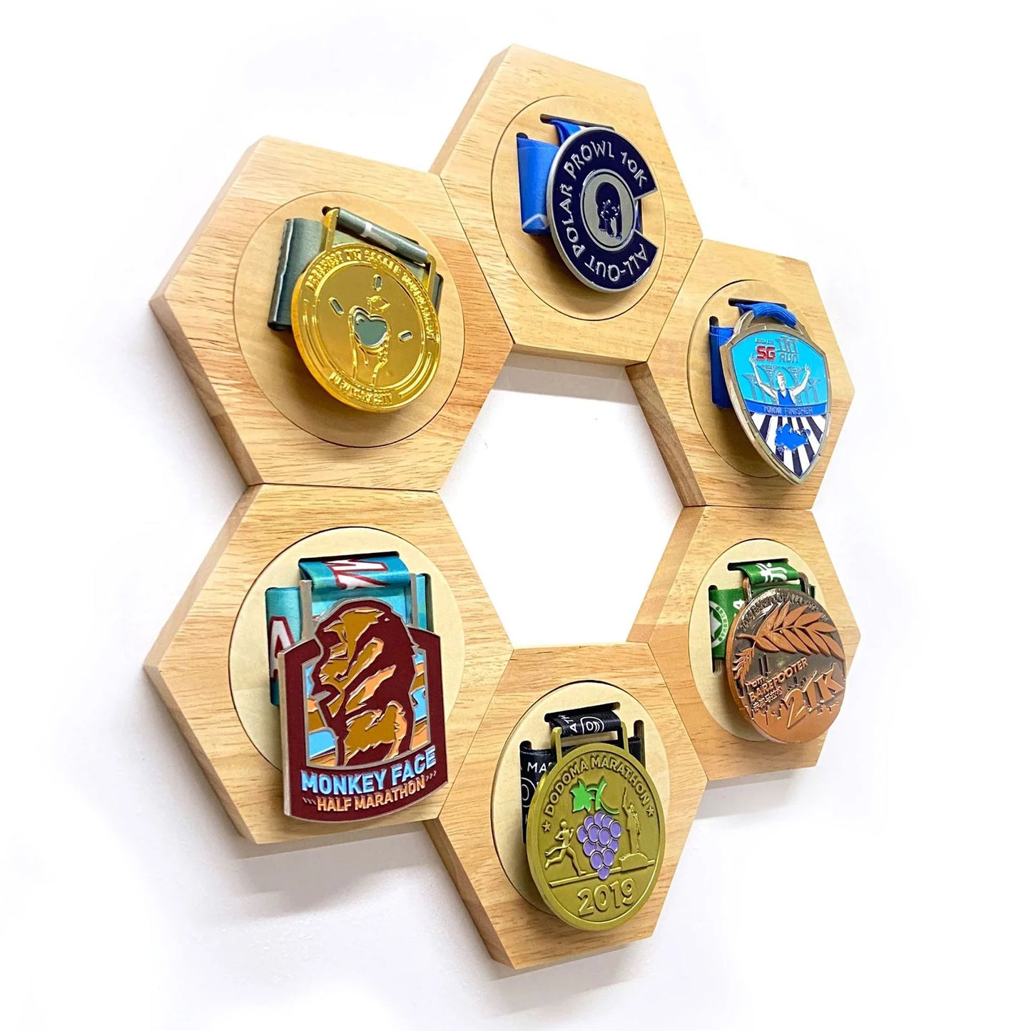 1-10PCS Honeycomb Combination Medal Display Stand Building Block Toys Hexagonal Wood Medal Rack Creative Splicing Wall Decor