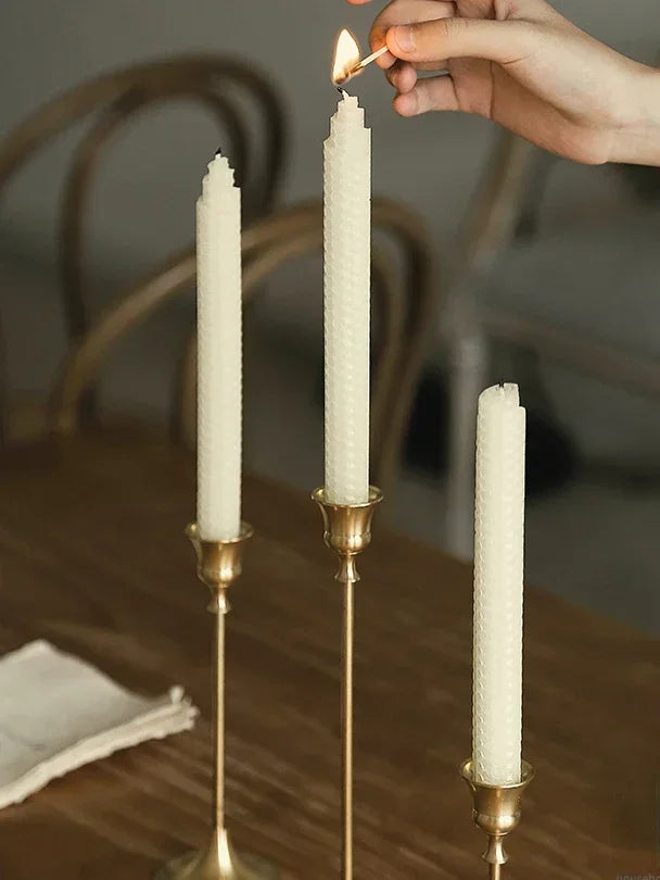 3pc Candlestick Holders Kit Brass Gold Candlestick Set Candle Holders Decorative Candlestick Stand for Wedding Party Dinning
