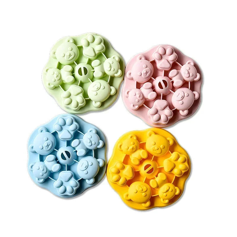 Silicone Cake Mold Steamed Pastry Mold Cartoon Chocolate Mold Baby Auxiliary Food Tools With Lid Cake Decoration Resin