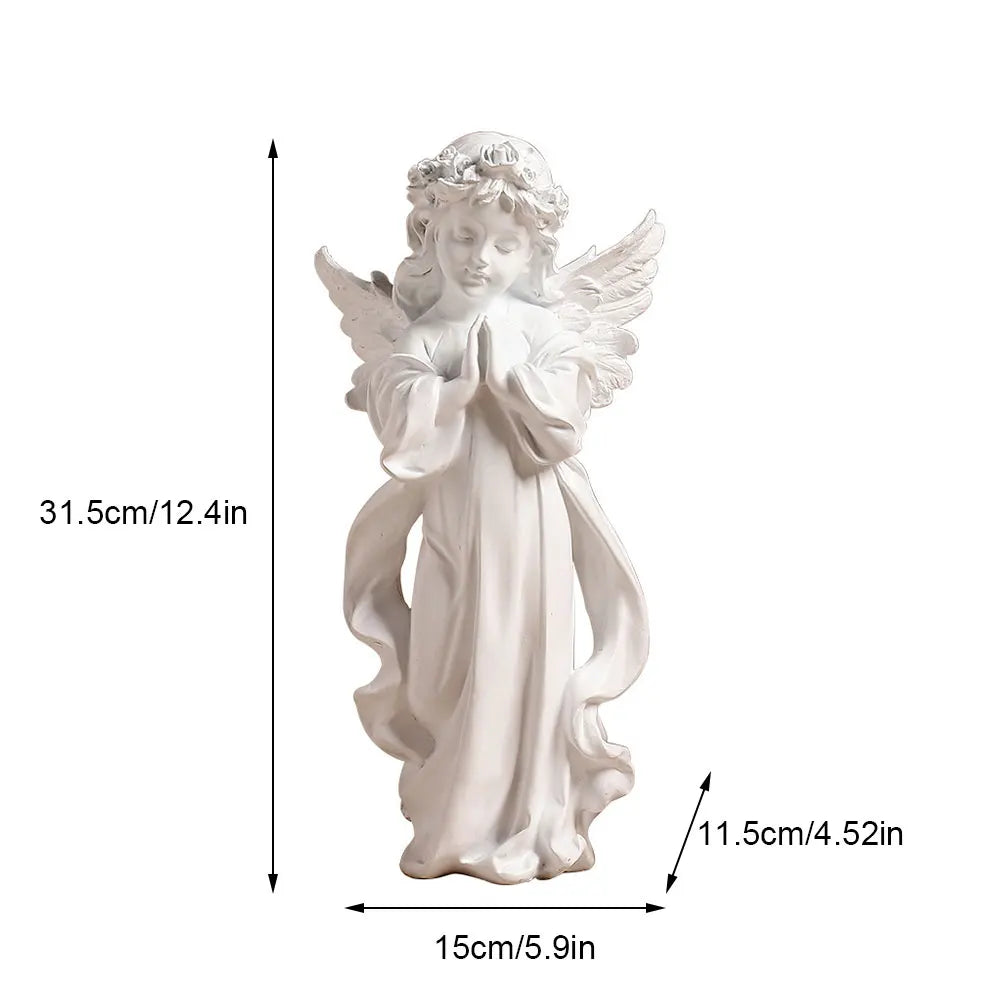 Praying Angel Figurine European Style Cute Angel Ornaments Waterproof Desktop Angel Decor Outdoor Garden Decor