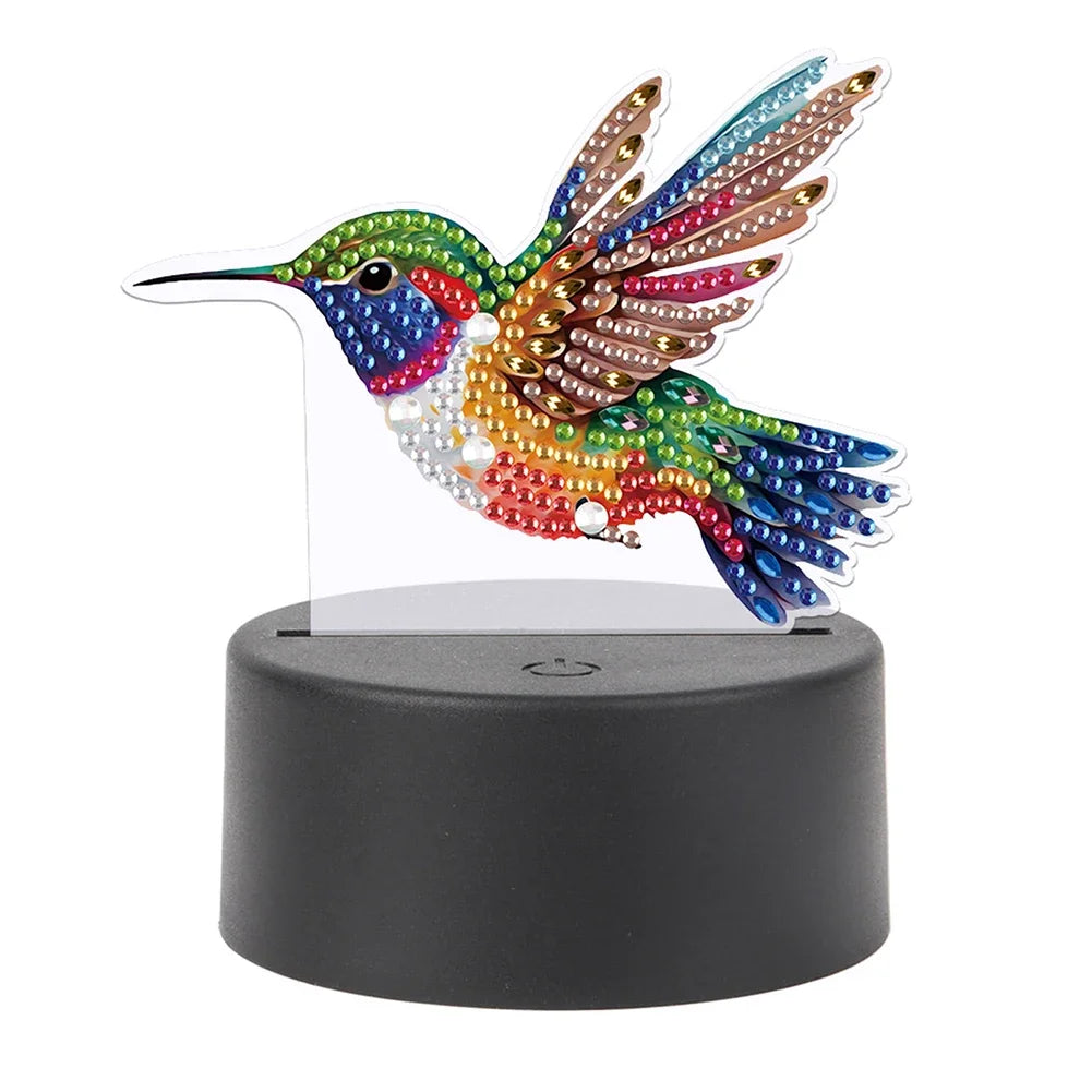 DIY Diamonds Painting Animals Table Lamp Handmade Diamond Mosaic Lamp LED Diamond Embroidery Night Lamp for Office Desktop Decor