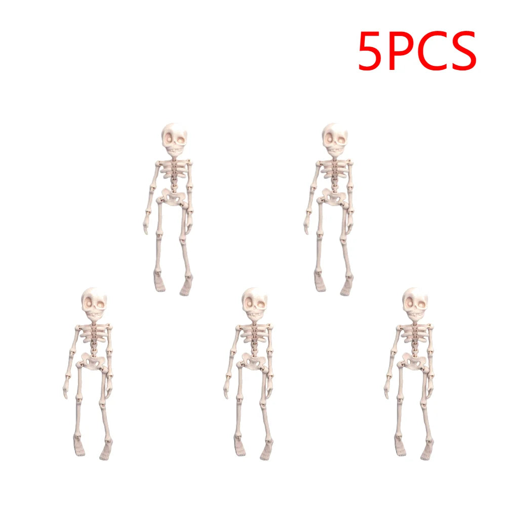 2/5PCS 3D Printed Skeleton Fridge Magnets with Movable Joints Cute Skull Fridge Magnets Home Kitchen Halloween Funny Decoration