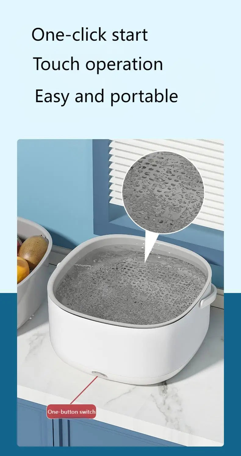 Electric Vegetable Washer – Double-Layer Fruit & Veggie Cleaning Basket, Multi-Functional Kitchen Tool for Home Use
