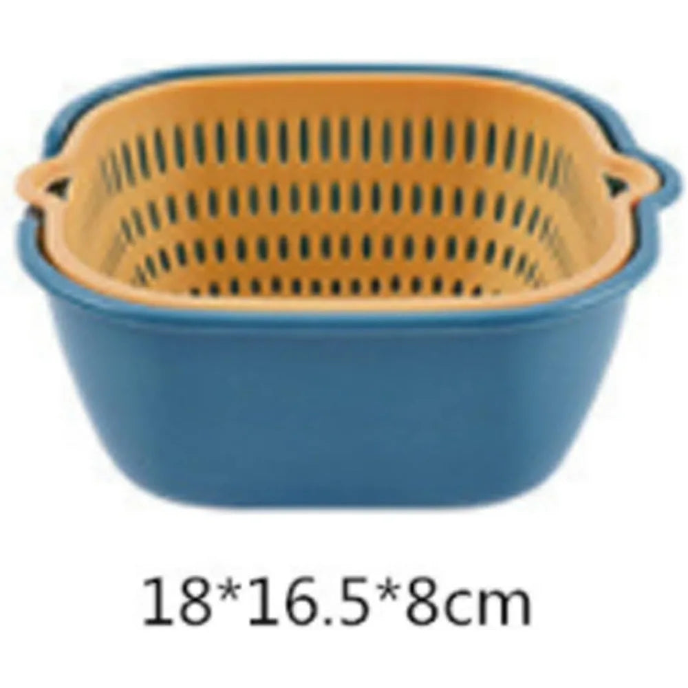 2 in 1 Plastic Vegetable Washing Basket, Carry Large Number Ingredients and Fruits, Multiple Drain Basket Kitchen Fruit Washing
