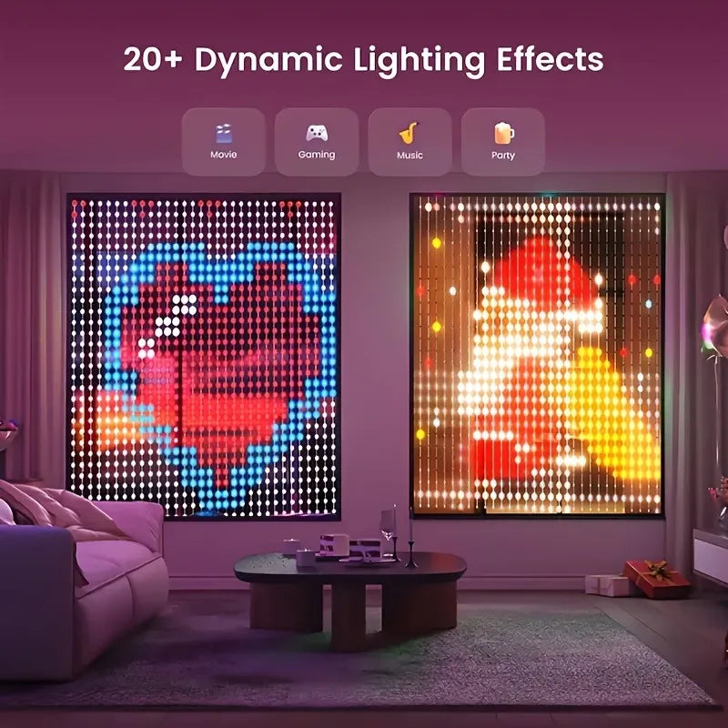 MIMI RGB Curtain Lights 400LEDs,Smart LED Curtain Light,IP65 Waterproof,Smart LED Wall Lights with APP&Remote