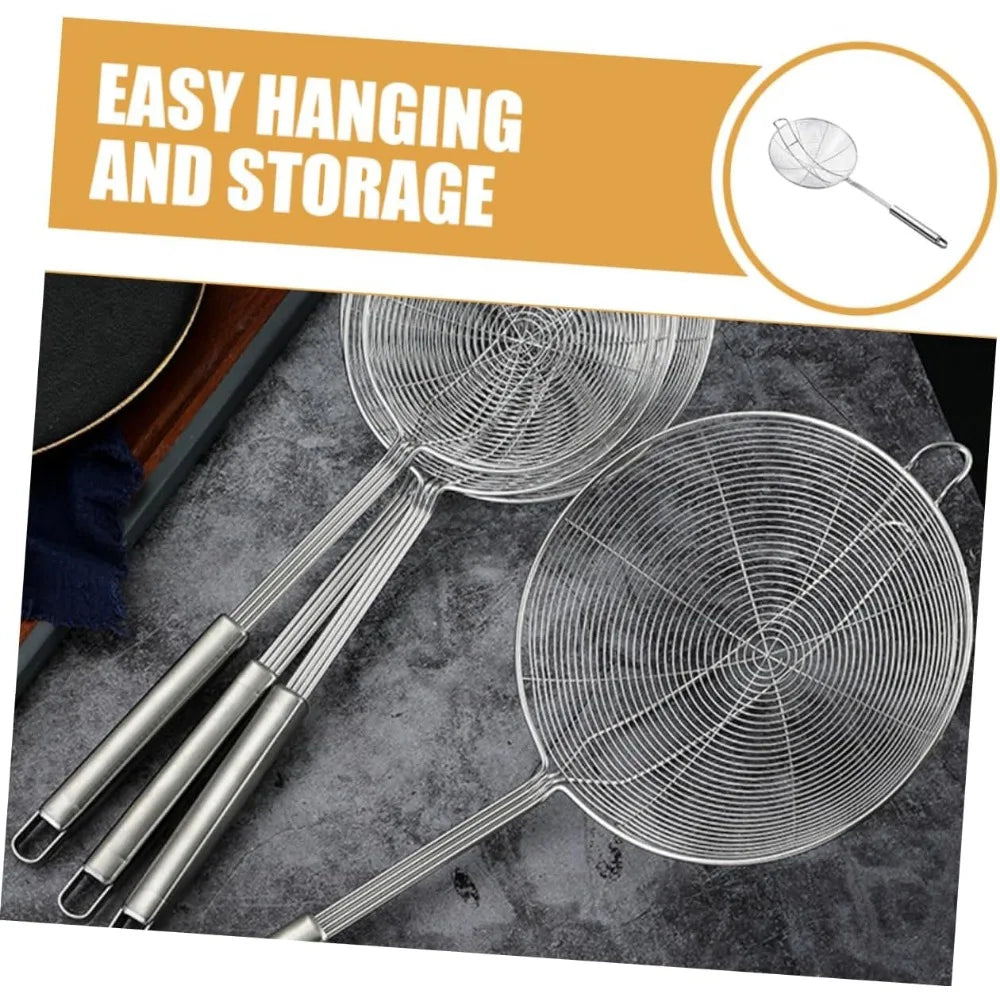 Stainless Steel Slotted Spoon with Hanging Hook Versatile Kitchen Strainer for Pasta Noodles and Frying Ergonomic Design and Ea