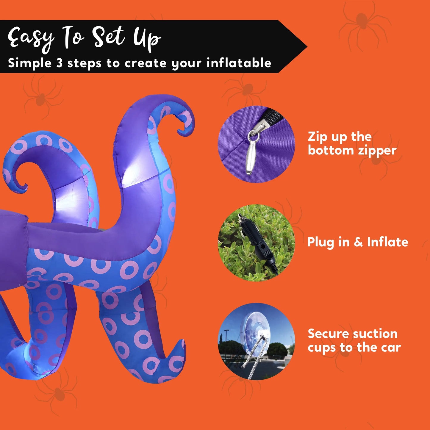 Joyfy 8 pcs Halloween Inflatable Octopus Tentacles Decoration Octopus Tentacles with Built-in LED Light for Halloween Party