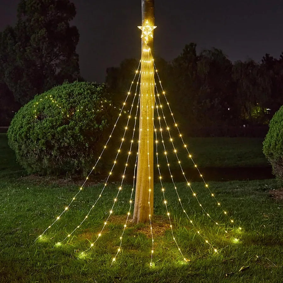 Christmas Lights Outdoor Outdoor Christmas Decorations Star String Lights 9.8Ft 288LEDs 8 Modes Waterproof Remote Control Tree