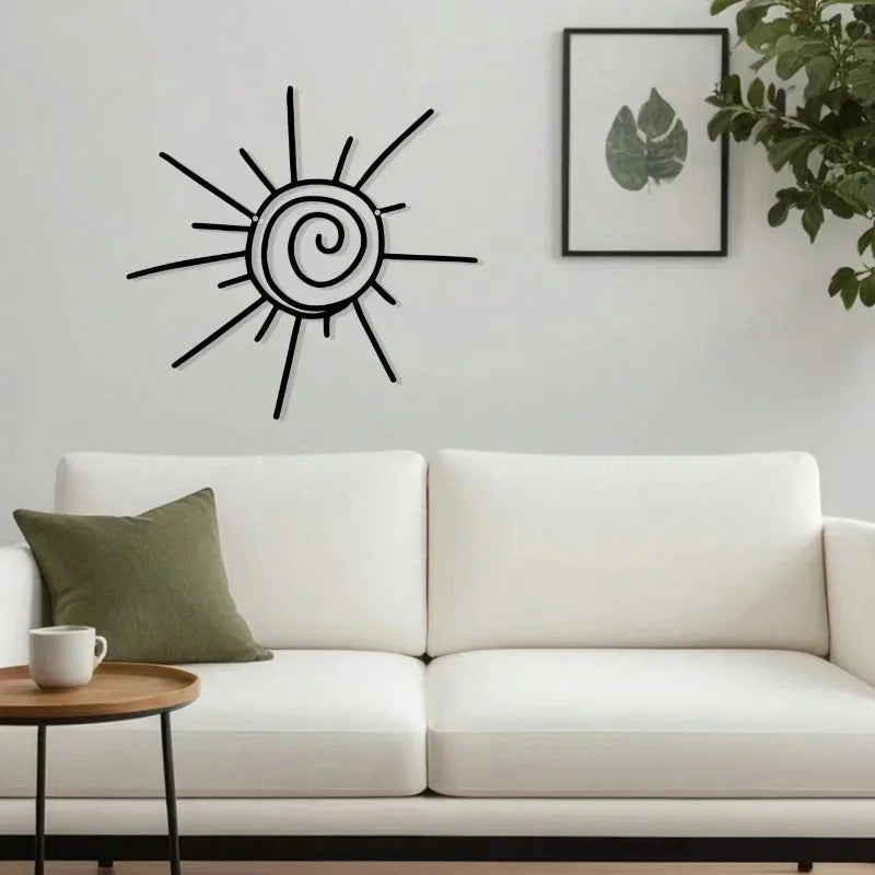 Handmade Bohemian Sun Burst Metal Wall Art - Exquisite Transverse Sunburst Hanging, Beach-Inspired Indoor/Outdoor Decor