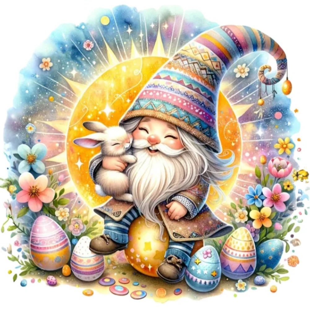 30*30CM 5D DIY Full Round Drill Diamond Painting Easter Gnome Egg Kit Home Decoration Art Craft Mosaic Painting