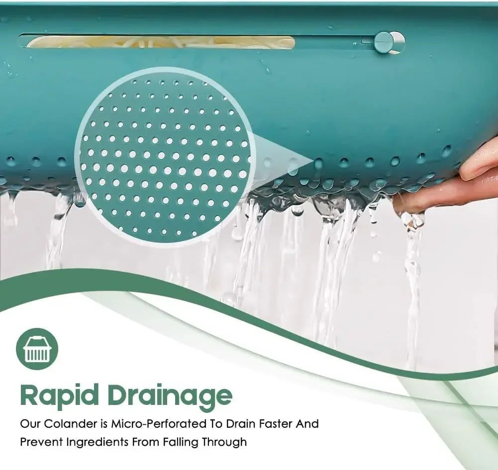 Collapsible Colander Kitchen Extendable Strainer Fruits Noodle Pasta Food Drain Basket Space-Saver Portable Drainer Over Sink