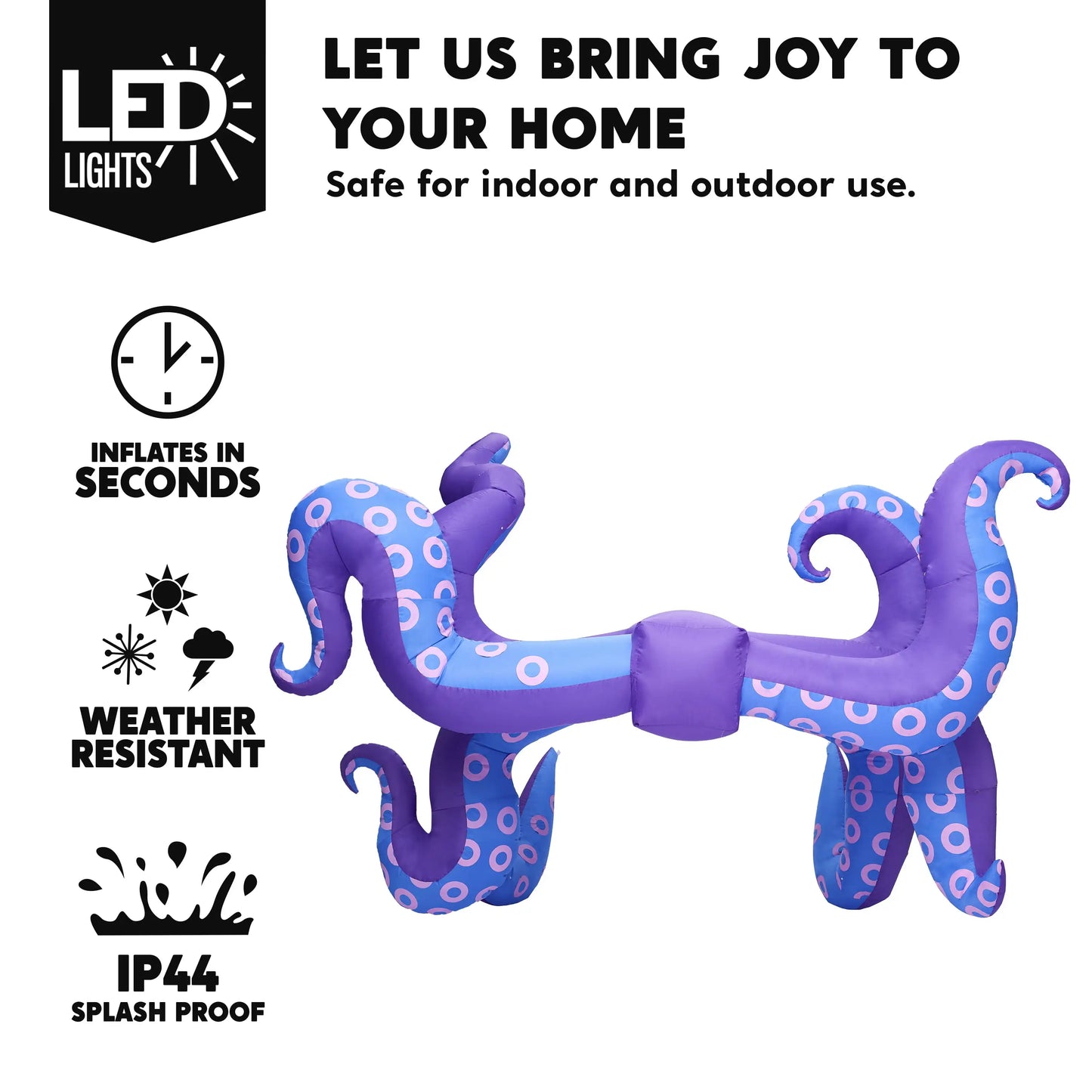 Joyfy 8 pcs Halloween Inflatable Octopus Tentacles Decoration Octopus Tentacles with Built-in LED Light for Halloween Party