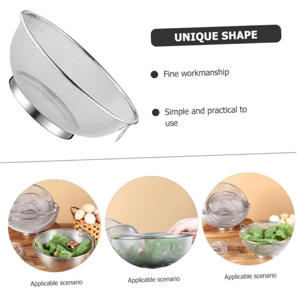 Stainless Steel Strainer Basket Kitchen Drain Basket for Washing Fruits and Vegetables and Easy to Use for Food Preparation and