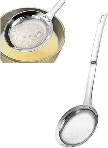 Stainless Steel Fine Mesh Colander - Kitchen Sieve Spoon with Extra-Fine Mesh, Handle for Oil Filter & Food Strainer Tasks(Large