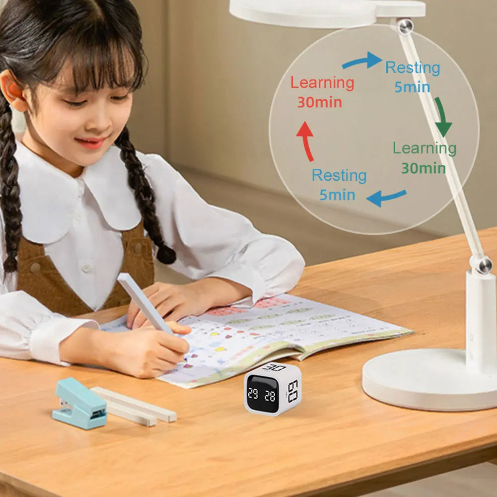 Productivity Cube Timer Mute Vibrate and Adjustable Sound Alert Mini Digital Timer Countdown Timer for Tasks Work Study Kitchen