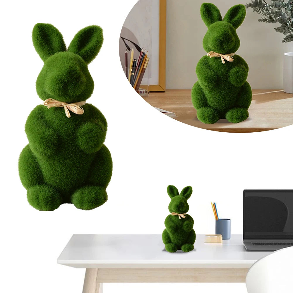 Easter Moss Rabbit Figurine Simulation Moss Foam Easter Bunny Decor Festive Decoration Easter Bunny Decor for 2024 Spring Easter
