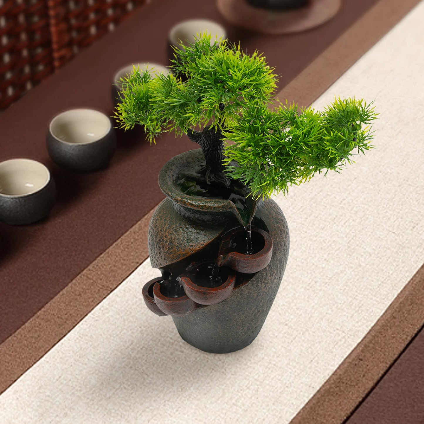 Mini Waterfall Tabletop Fountain, Indoor Relaxation Water Feature, Tabletop Fountains for Home Decoration